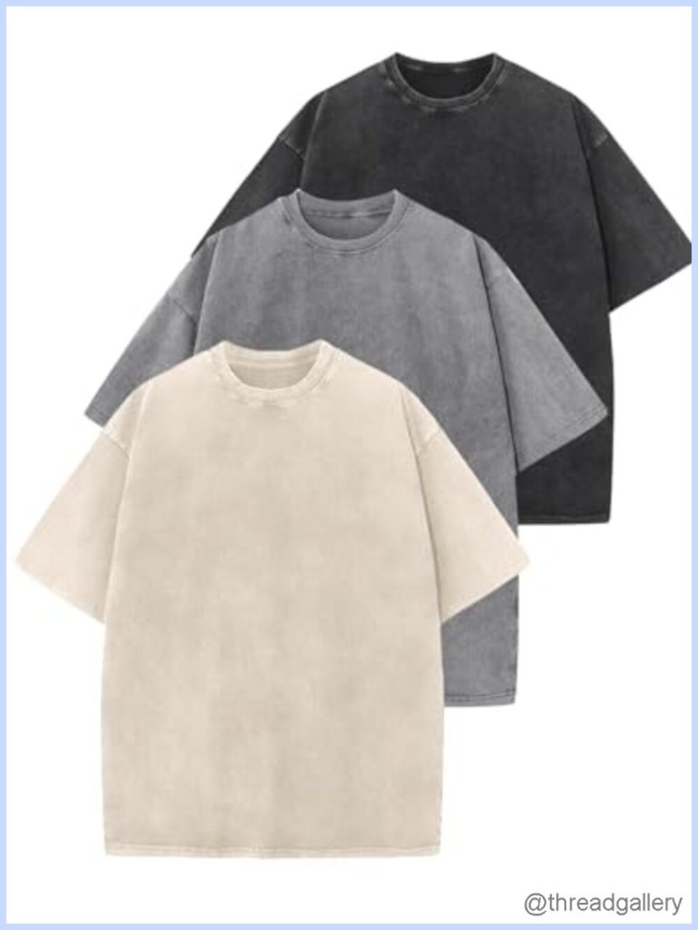 Oversized Vintage Washed Cotton Blend T-Shirt Drop Shoulder Short Sleeve